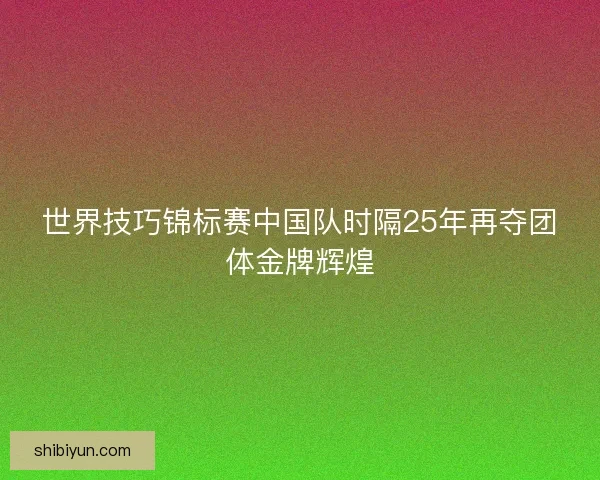 世界技巧锦标赛中国队时隔25年再夺团体金牌辉煌